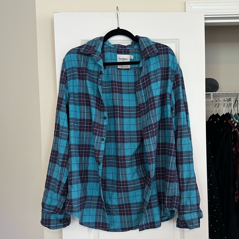 Blue & Pink Plaid Button-up Shirt
